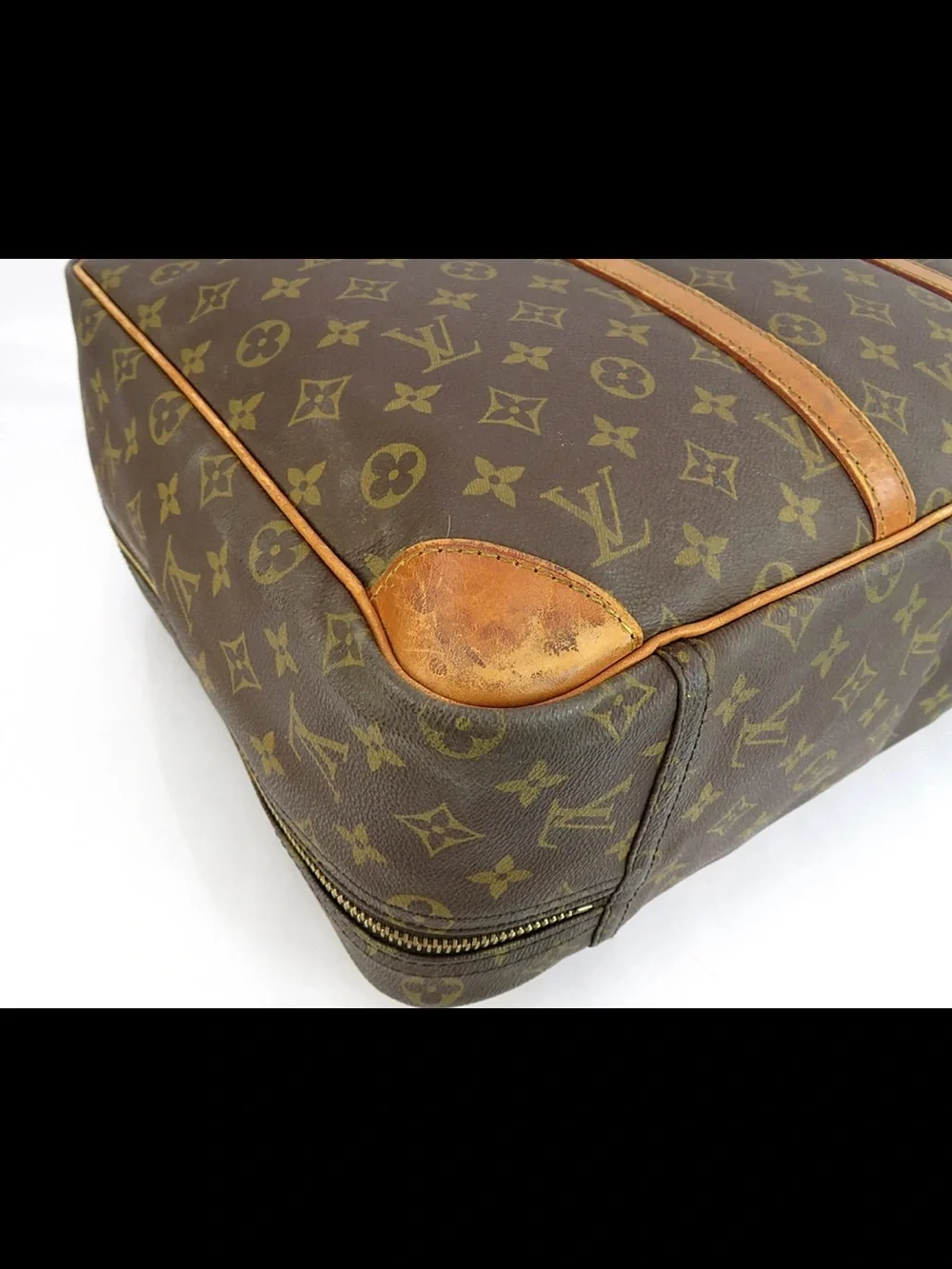 Louis Vuitton Brown Monogram Canvas Briefcase with Tan Trim